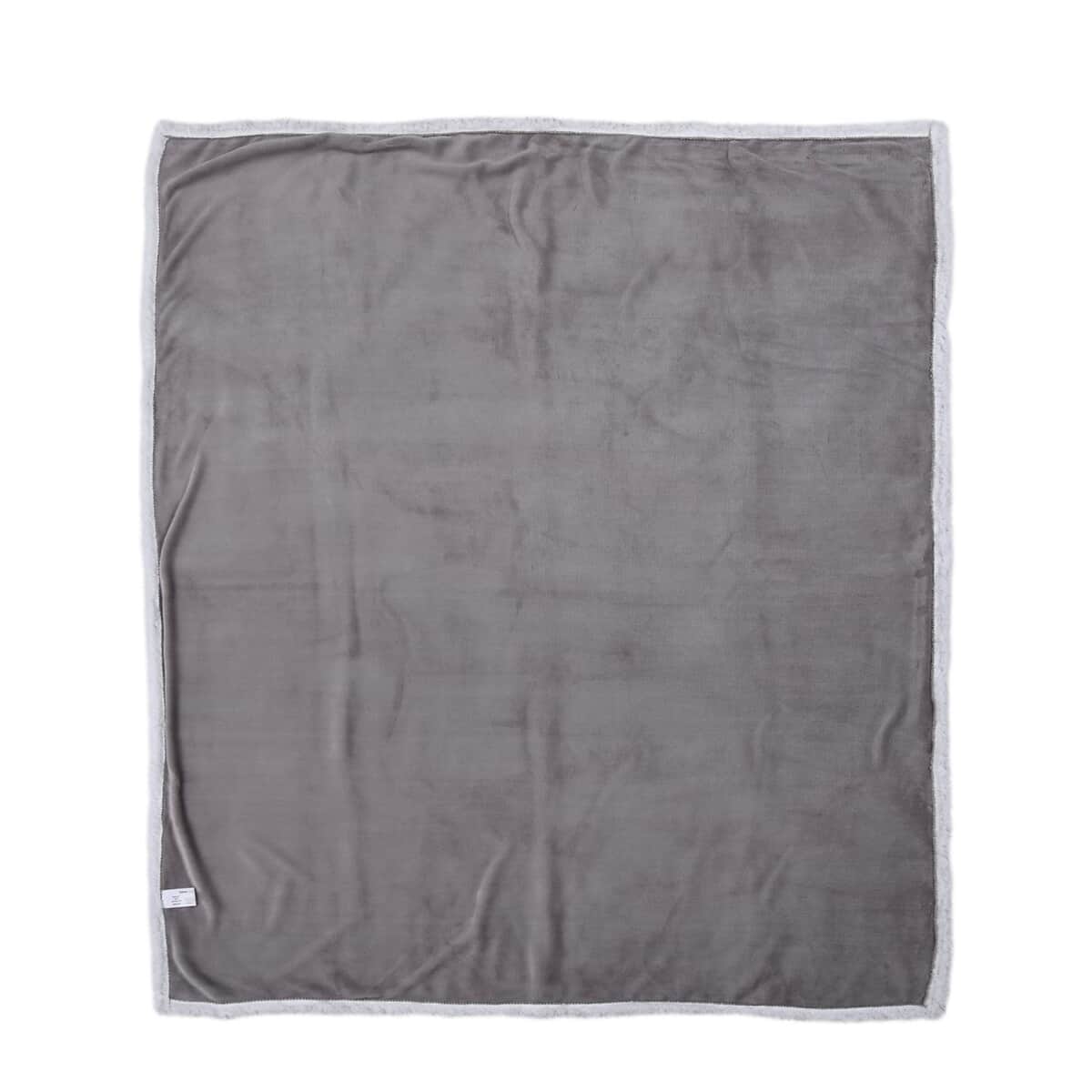 HOMESMART Light Gray Microfiber Flannel with Sherpa Blanket image number 1