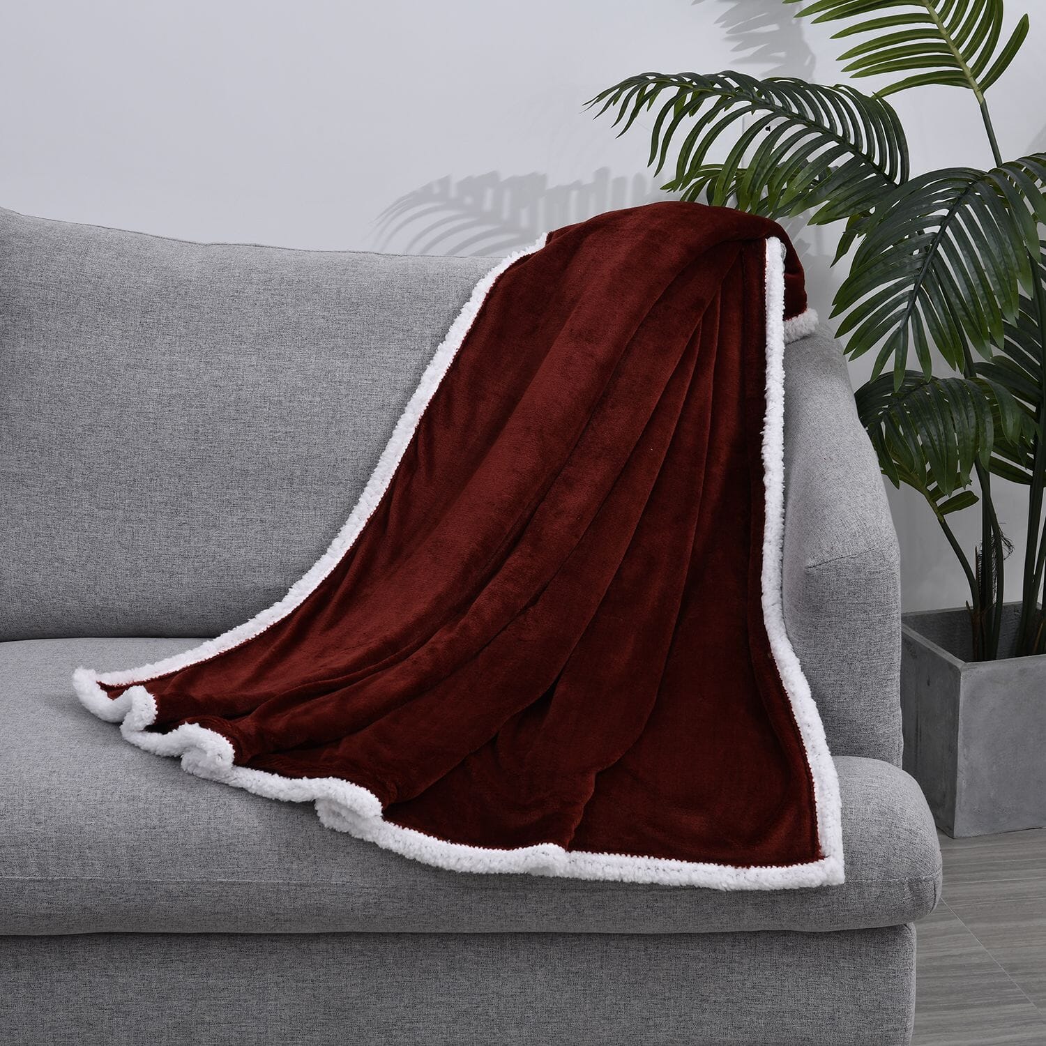 Burgundy discount sherpa blanket