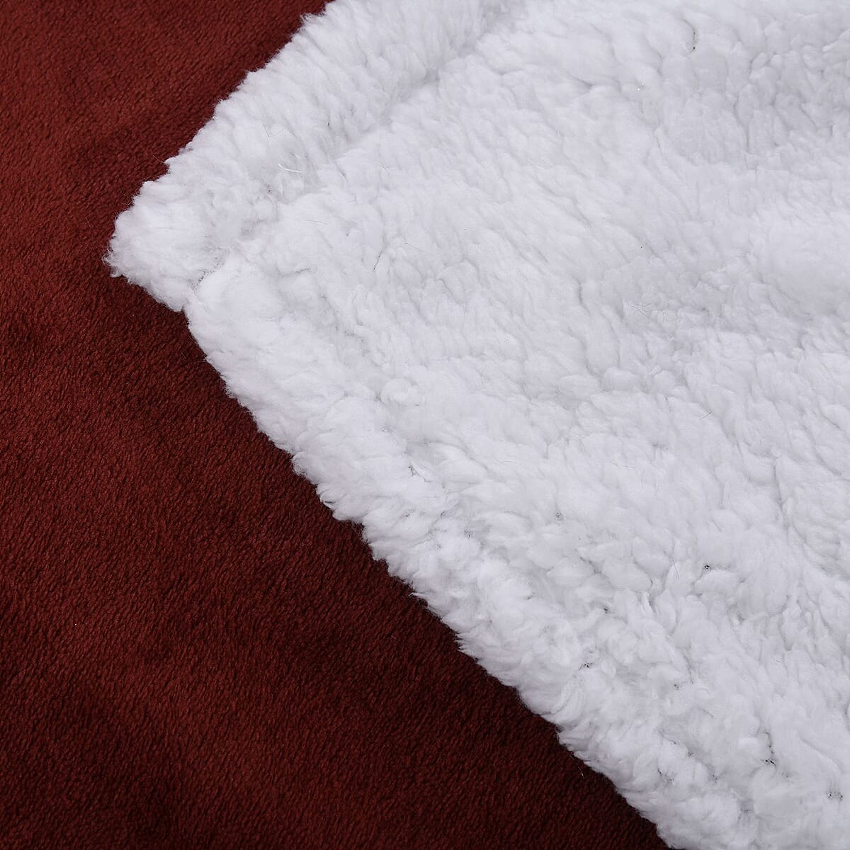 Homesmart Maroon Microfiber Flannel with Sherpa Blanket image number 3