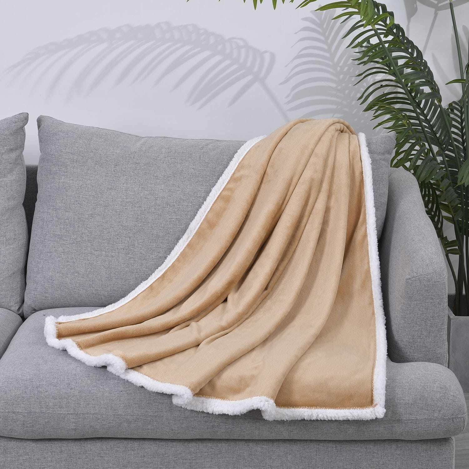 Beige sherpa blanket hot sale