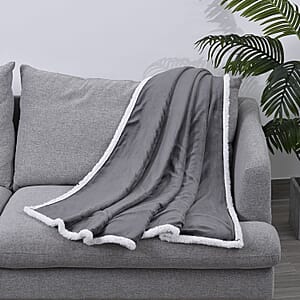 Homesmart Gray Microfiber Flannel with Sherpa Blanket