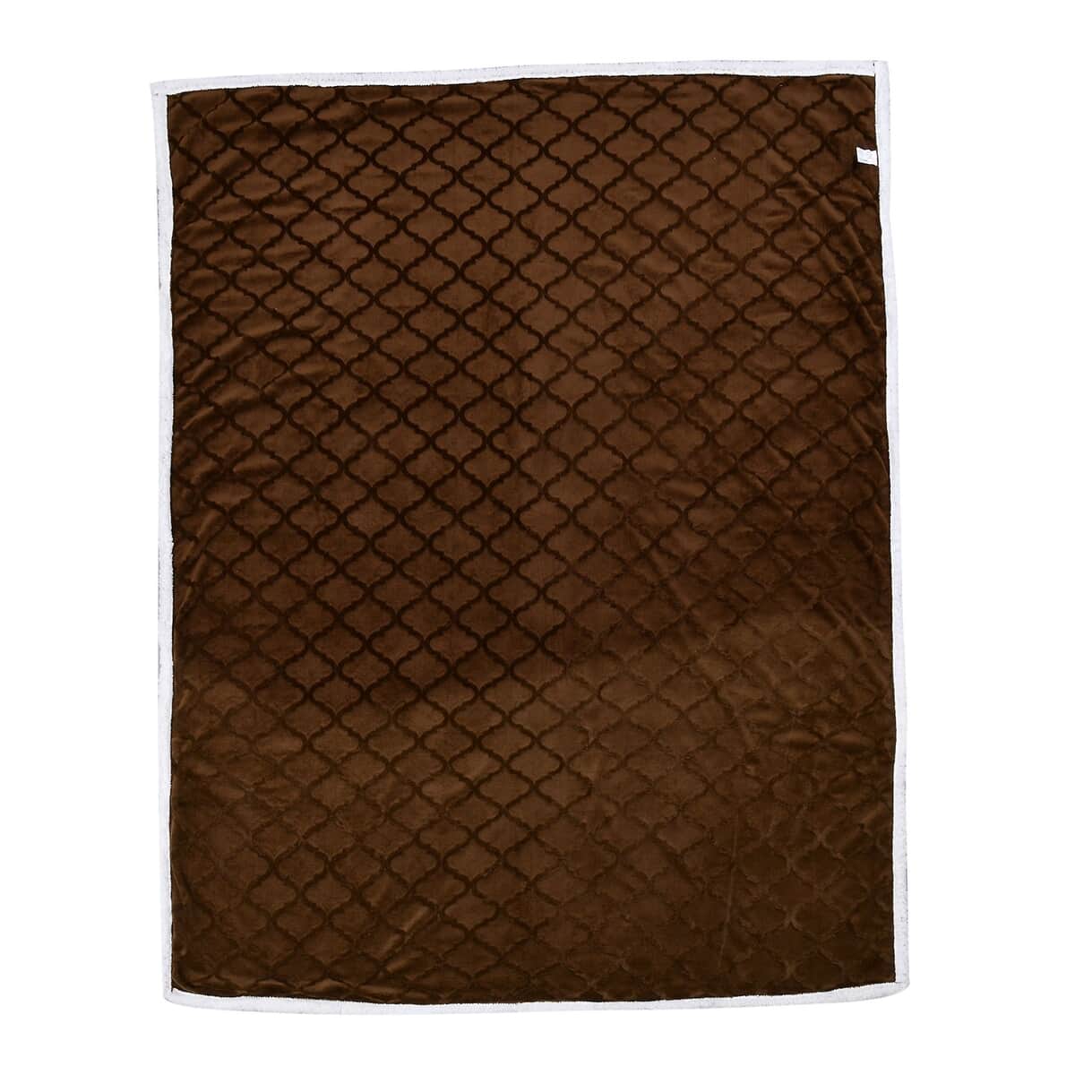 HOMESMART Dark Solid Brown Microfiber Brushed Flannel Sherpa Blanket image number 1