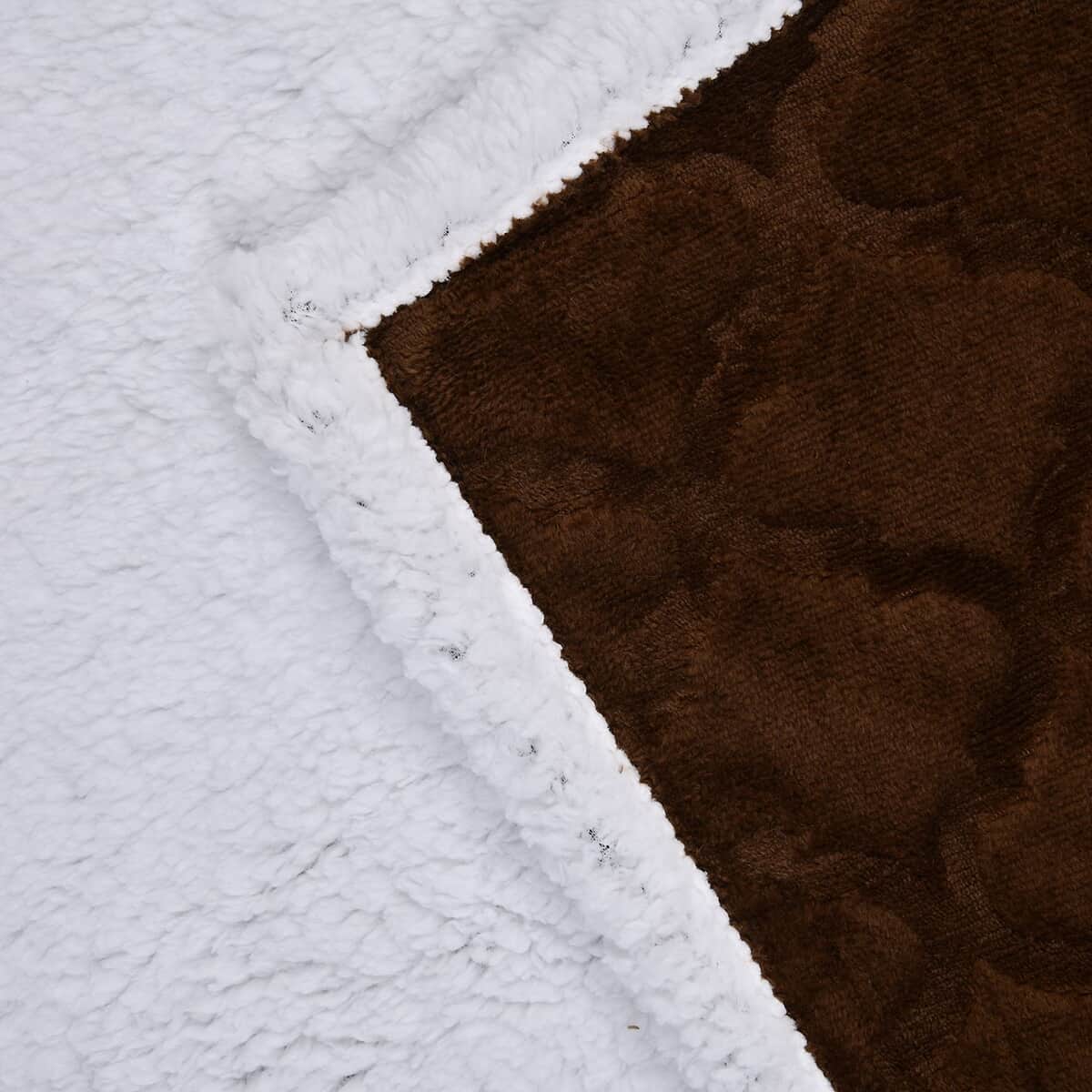 HOMESMART Dark Solid Brown Microfiber Brushed Flannel Sherpa Blanket image number 3