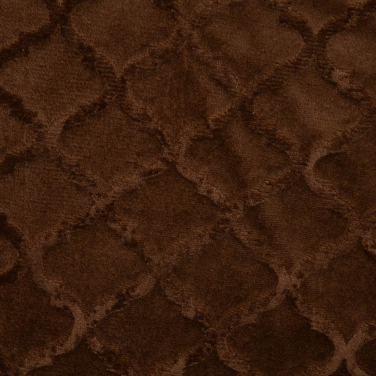 HOMESMART Dark Solid Brown Microfiber Brushed Flannel Sherpa Blanket image number 4