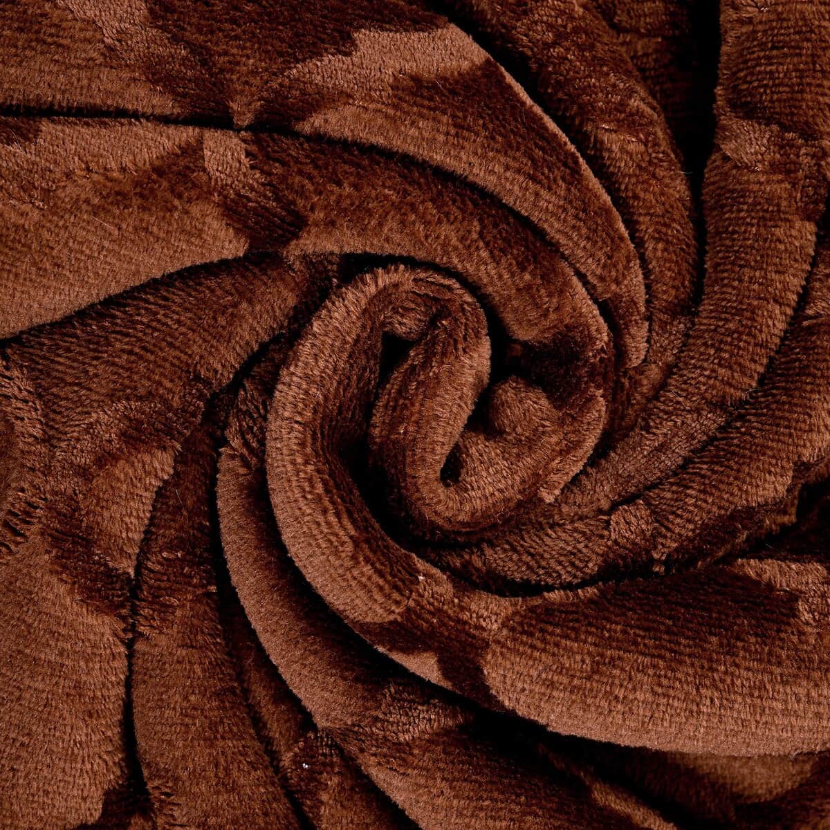 HOMESMART Dark Solid Brown Microfiber Brushed Flannel Sherpa Blanket image number 5