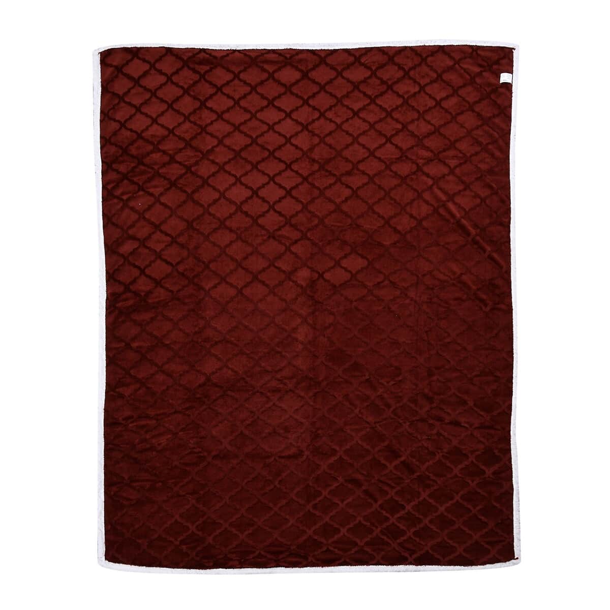 Homesmart Solid Maroon Microfiber Brushed Flannel Sherpa Blanket image number 1