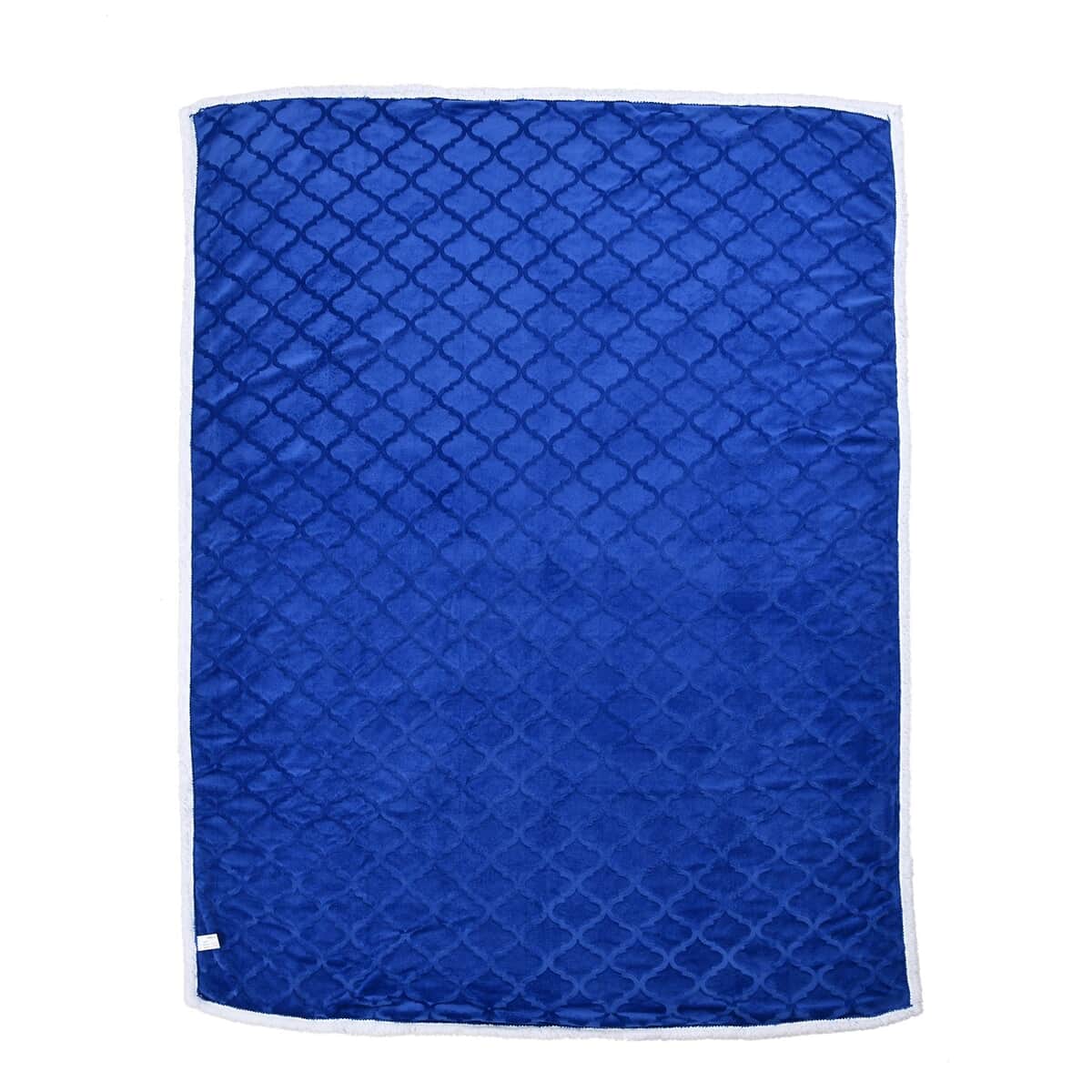 Homesmart Solid Blue Microfiber Brushed Flannel Sherpa Blanket image number 1