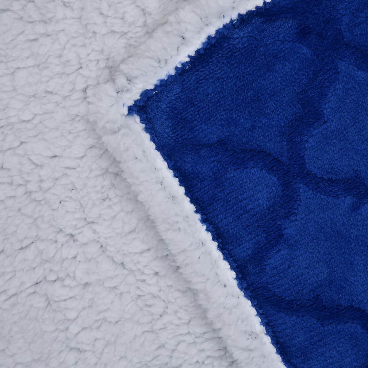 Homesmart Solid Blue Microfiber Brushed Flannel Sherpa Blanket image number 3
