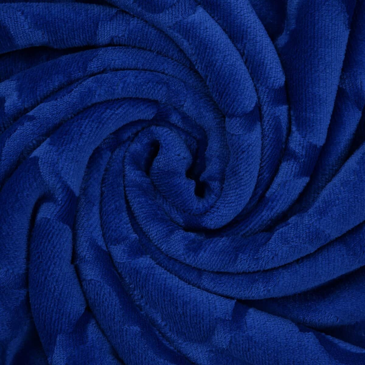 Homesmart Solid Blue Microfiber Brushed Flannel Sherpa Blanket image number 5