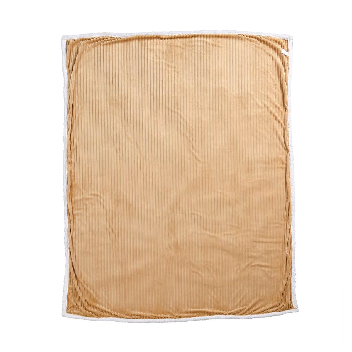 Homesmart Beige Ribbed Flannel to Sherpa Throw image number 1