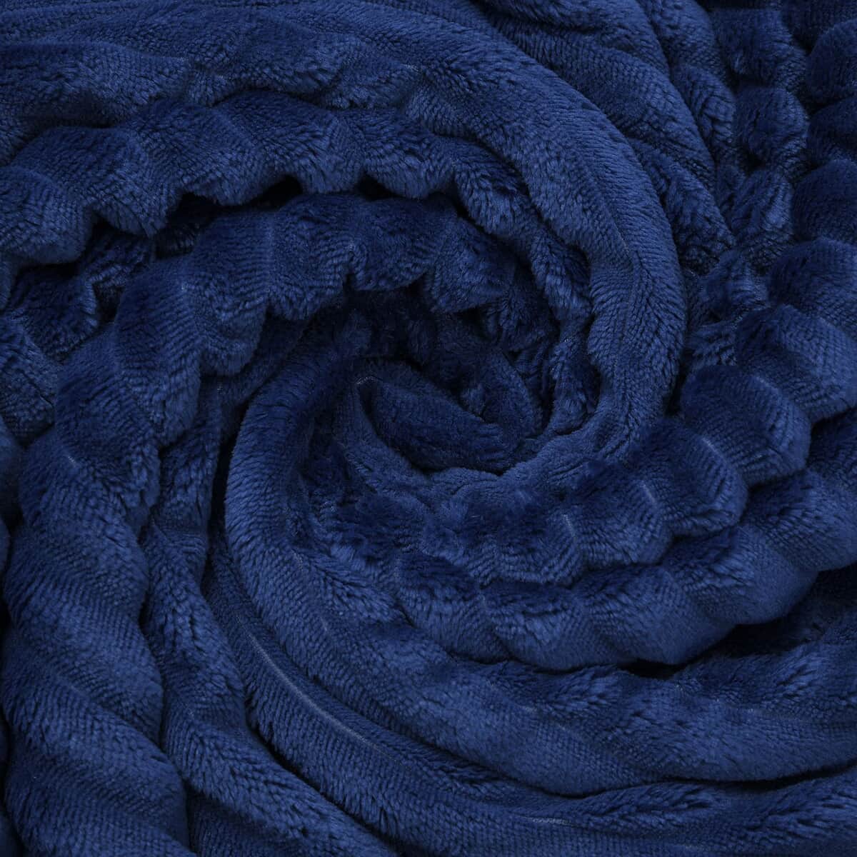 Homesmart Blue Ribbed Flannel to Sherpa Throw image number 5