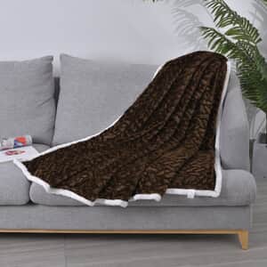 Homesmart Brown Embossed Plush Reverse Sherpa Blanket , Soft Blanket , Bed Throws , Cozy Blanket , Throw Blanket