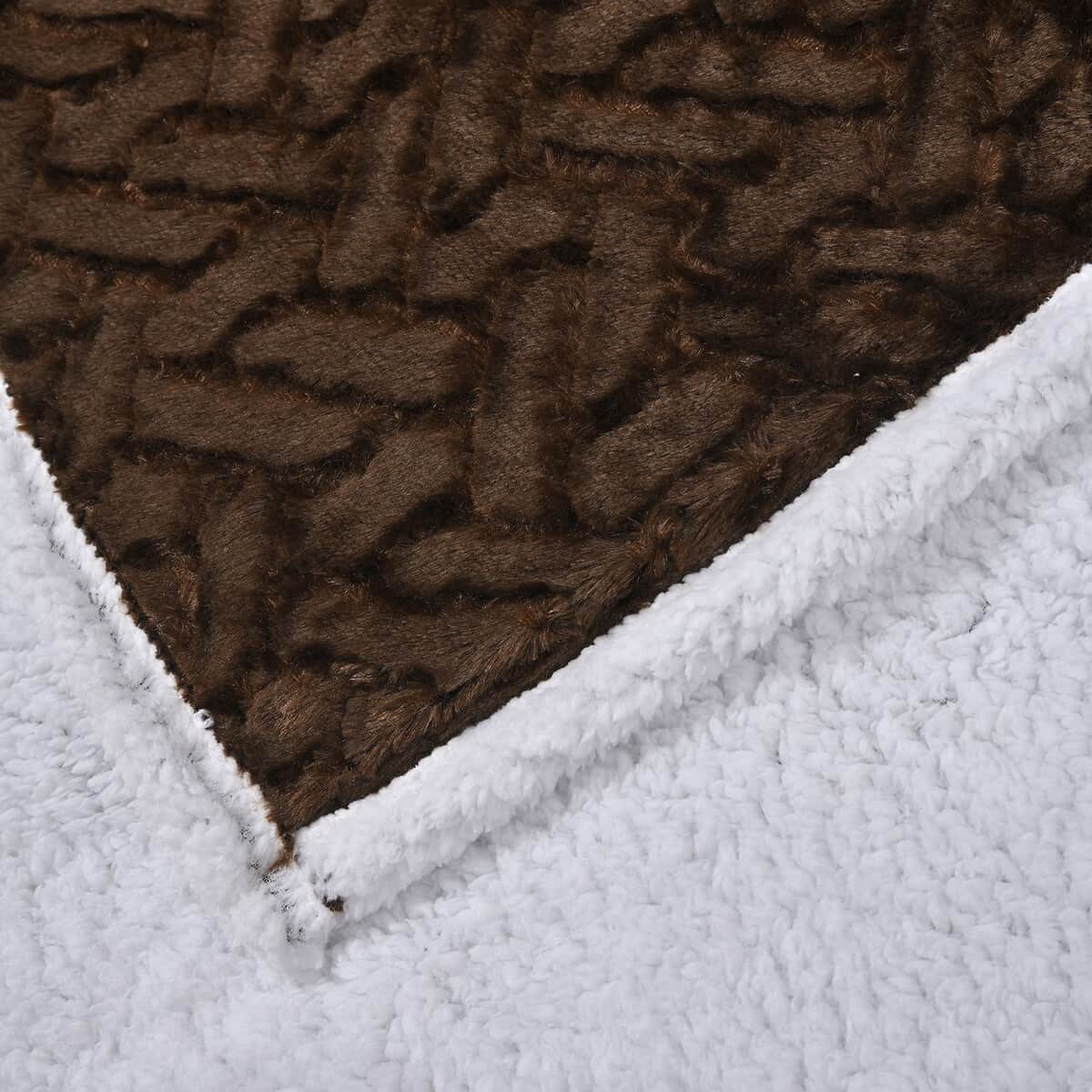 HOMESMART Brown Embossed Plush Sherpa Reverse Blanket image number 3