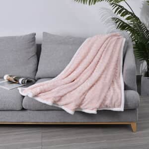 Homesmart Pink Embossed Plush Reverse Sherpa Blanket , Soft Blanket , Bed Throws , Cozy Blanket , Throw Blanket