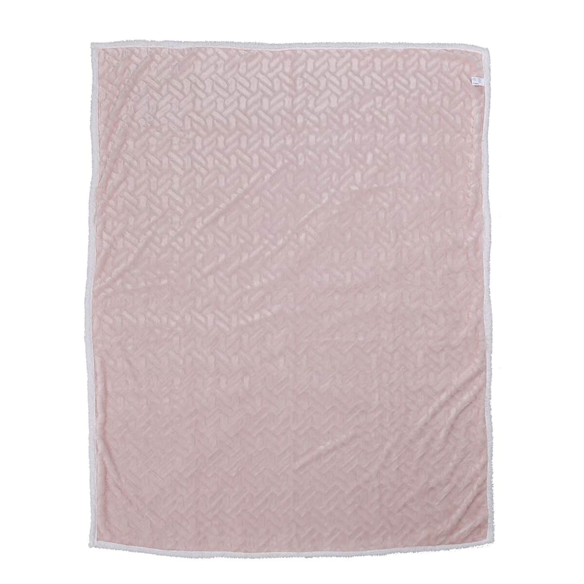 Homesmart Pink Embossed Plush Reverse Sherpa Blanket , Soft Blanket , Bed Throws , Cozy Blanket , Throw Blanket image number 1