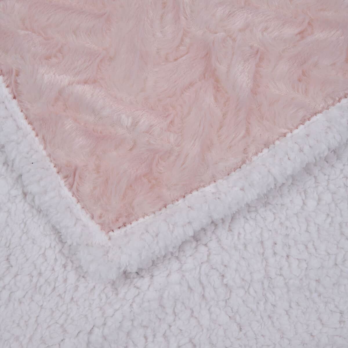 Homesmart Pink Embossed Plush Reverse Sherpa Blanket , Soft Blanket , Bed Throws , Cozy Blanket , Throw Blanket image number 3