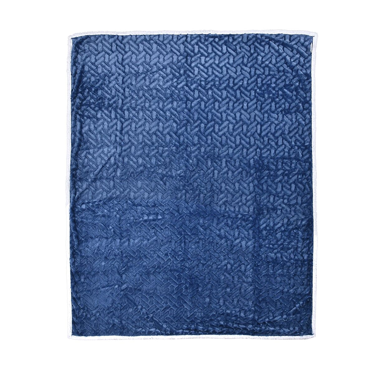 Homesmart Navy Embossed Plush Reverse Sherpa Blanket , Soft Blanket , Bed Throws , Cozy Blanket , Throw Blanket image number 1