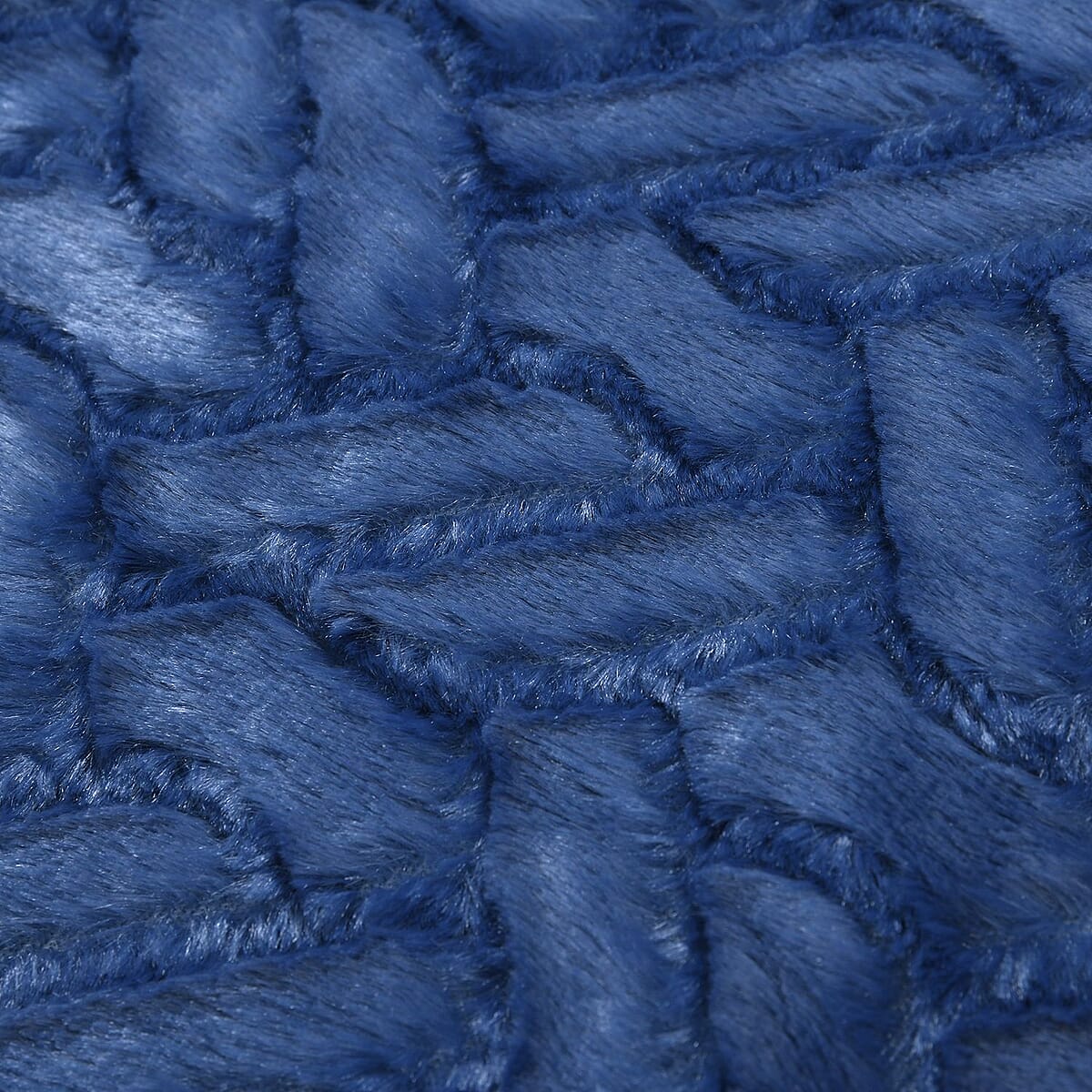 Homesmart Navy Embossed Plush Reverse Sherpa Blanket , Soft Blanket , Bed Throws , Cozy Blanket , Throw Blanket image number 4