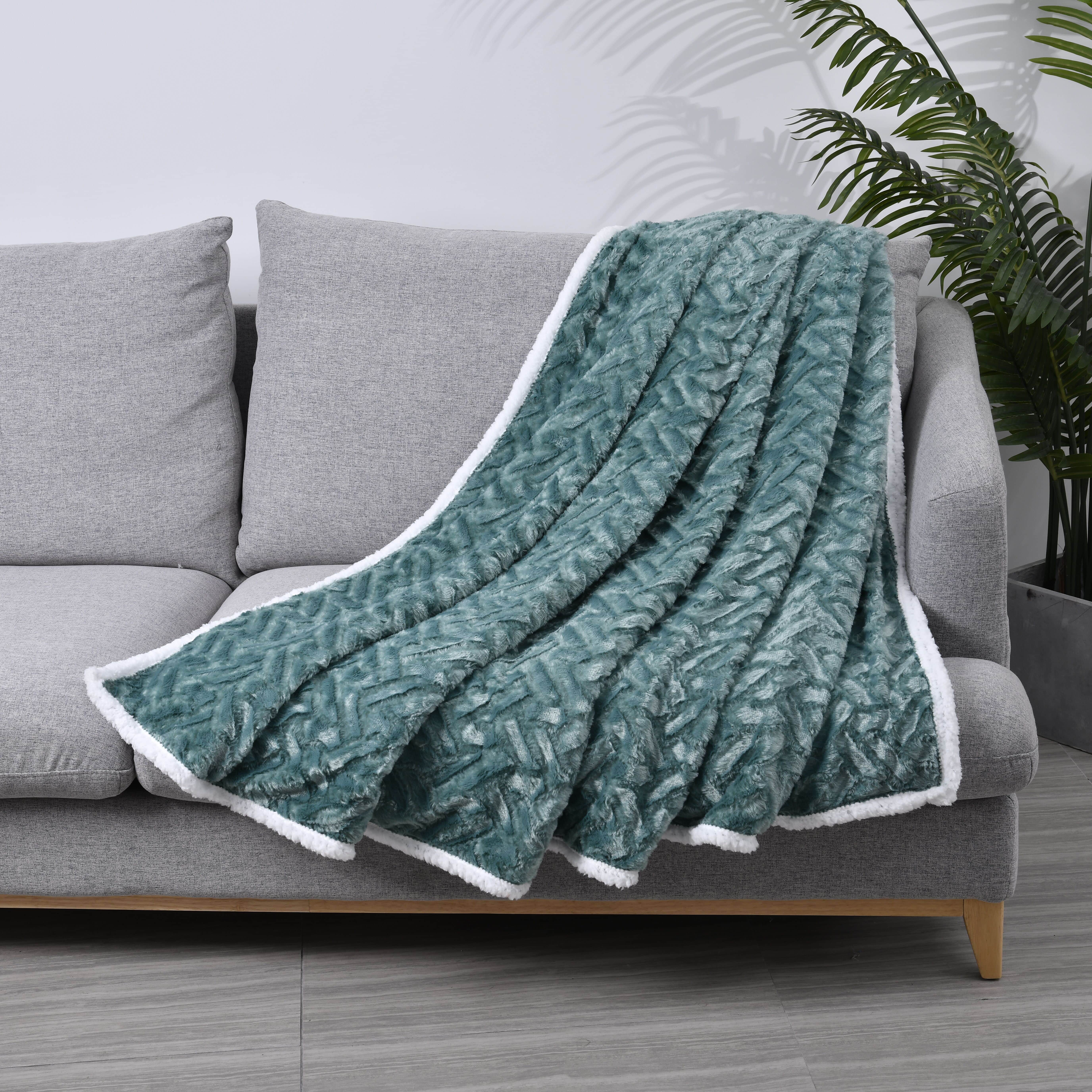 Buy Homesmart Green Embossed Plush Reverse Sherpa Blanket Soft