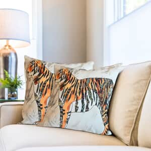 Homesmart Set of 2 100% Polyester Cushion Covers, Tiger Print Cushion Covers, Dark Orange Cushion Covers Set