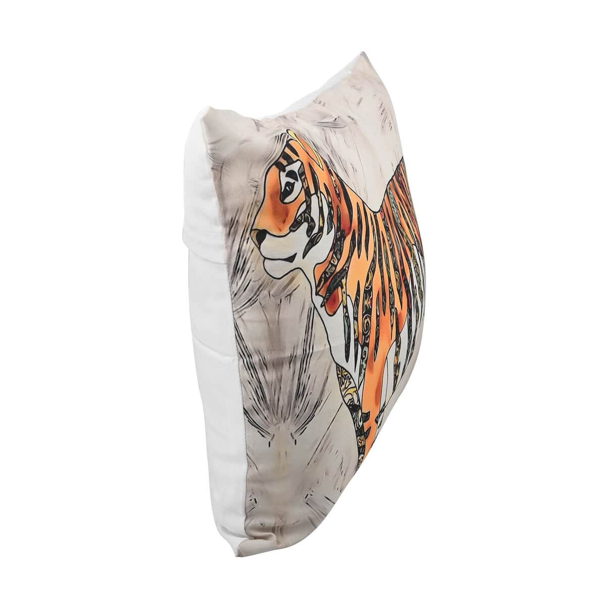 HOMESMART Set of 2 Dark Orange Tiger Print Pattern 100% Polyester Cushion Cover (18"x18") image number 2