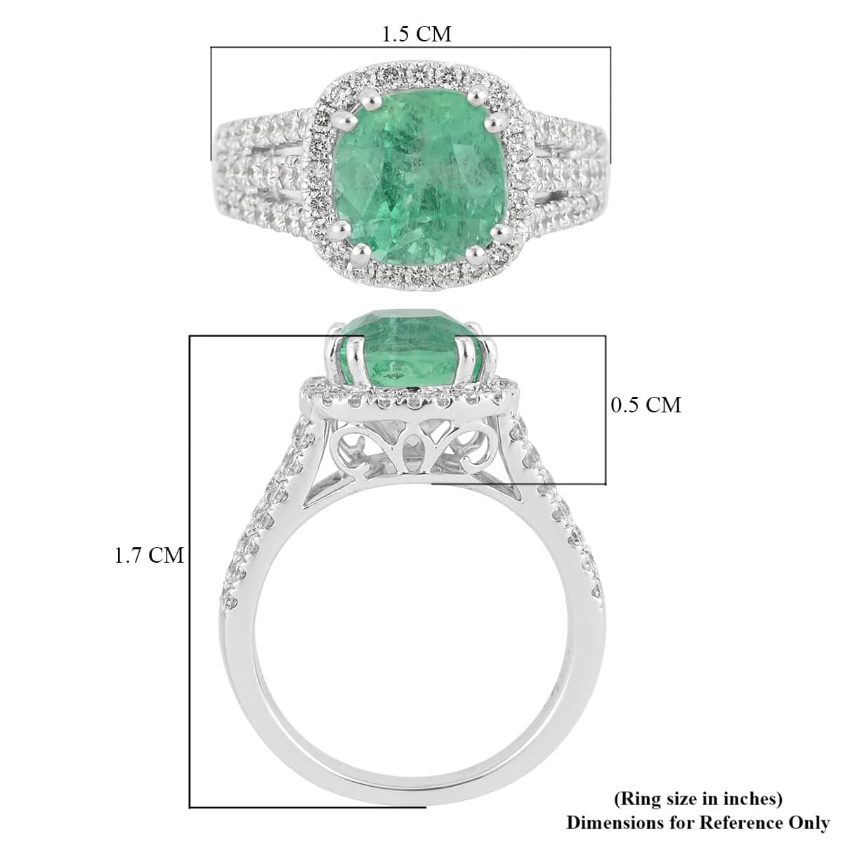 RHAPSODY 950 Platinum AAAA Boyaca Colombian Emerald and E-F VS Diamond Ring (Size 7.0) 8.70 Grams 4.15 ctw image number 2