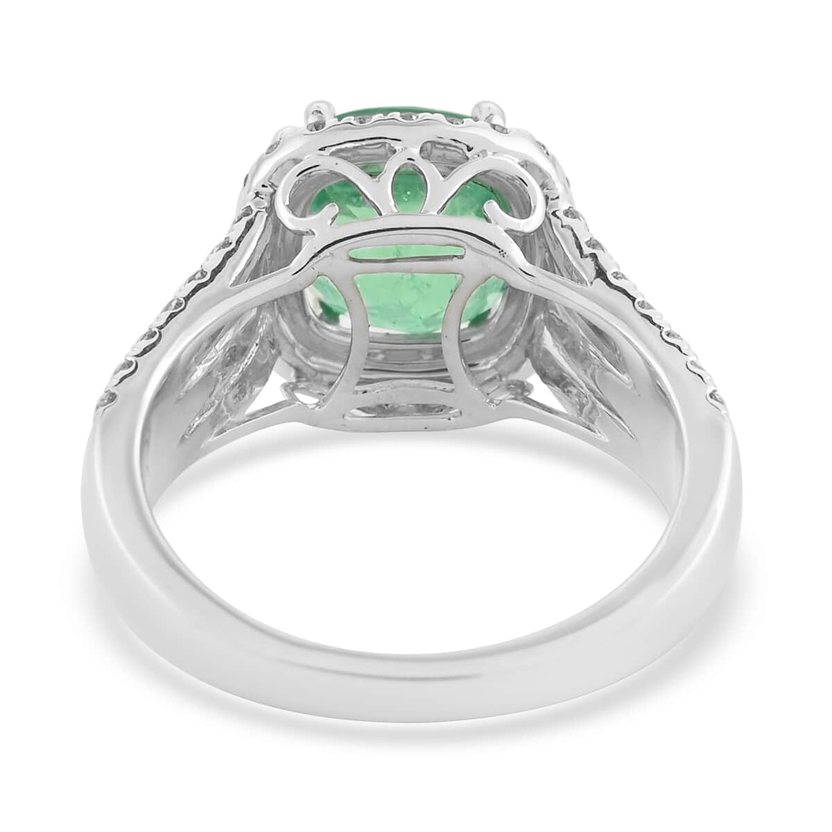 RHAPSODY 950 Platinum AAAA Boyaca Colombian Emerald and E-F VS Diamond Ring (Size 7.0) 8.70 Grams 4.15 ctw image number 4