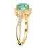 Iliana 18K Yellow Gold AAA Boyaca Colombian Emerald and G-H SI Diamond Halo Ring (Size 7.0) 4.15 Grams 2.50 ctw image number 2