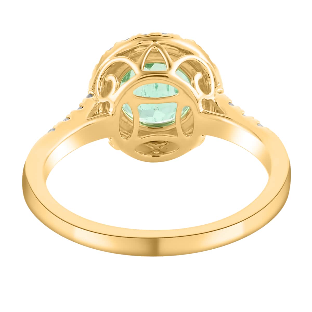 ILIANA AAA Boyaca Colombian Emerald and Diamond G-H SI Halo Ring in 18K Yellow Gold 4.14 Grams image number 3