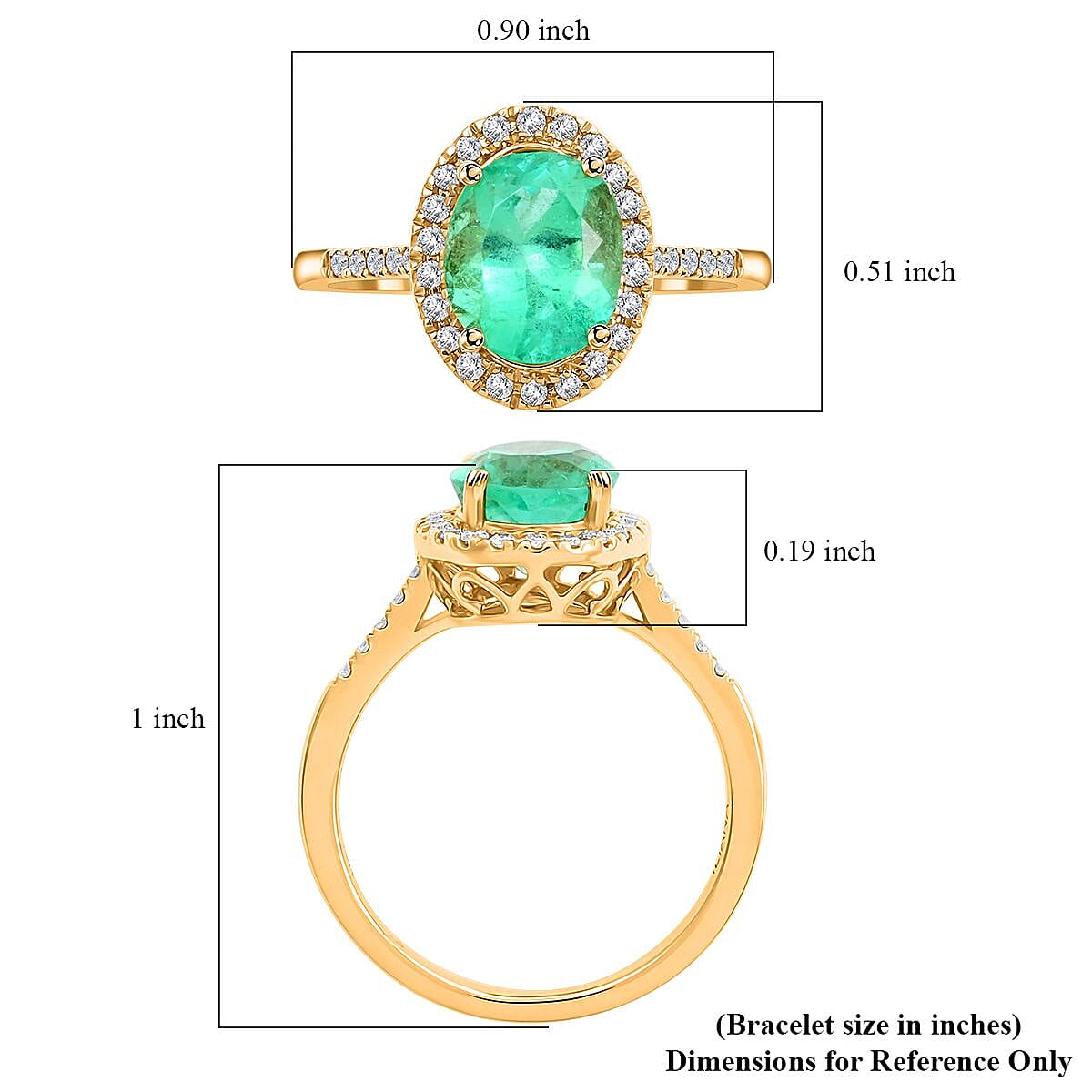 Iliana 18K Yellow Gold AAA Boyaca Colombian Emerald and G-H SI Diamond Halo Ring (Size 7.0) 2.45 ctw