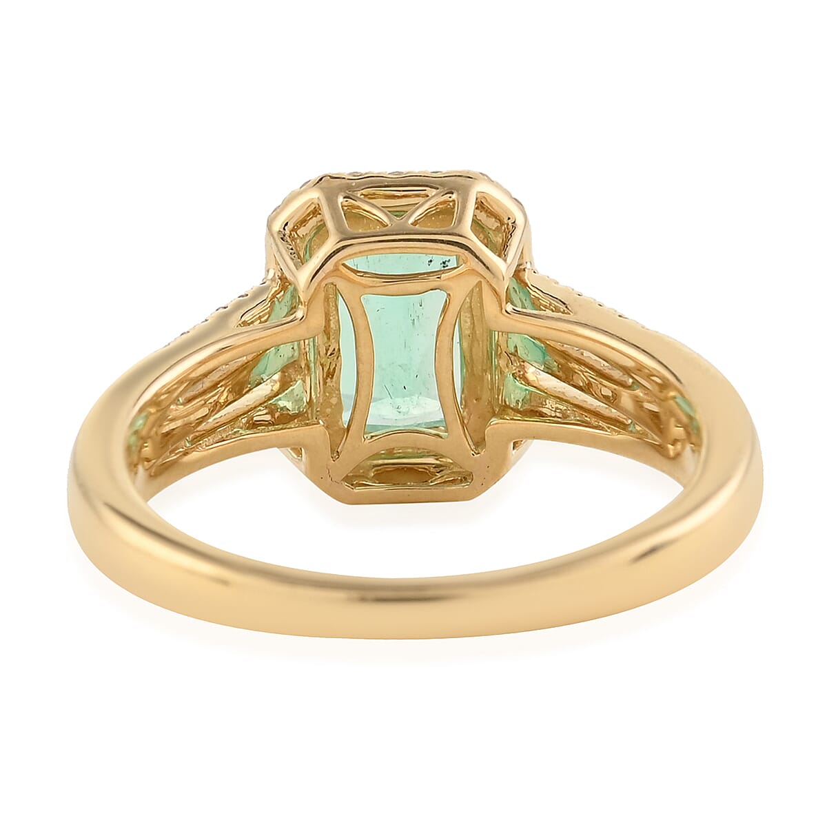 One Of A Kind ILIANA 18K Yellow Gold AAA Boyaca Colombian Emerald and G-H SI Diamond Ring (Size 7.0) 4.80 Grams 1.50 ctw image number 3