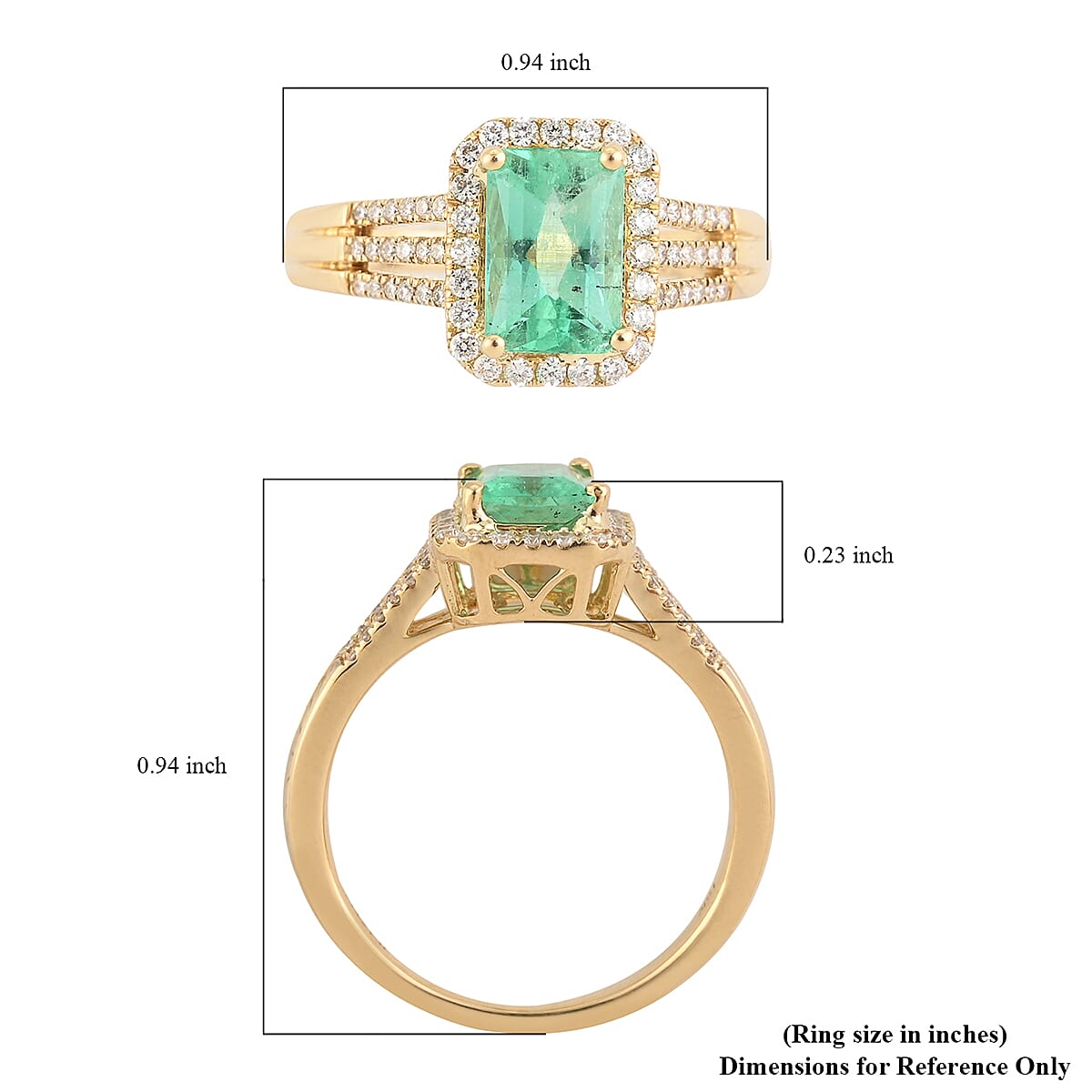 One Of A Kind ILIANA 18K Yellow Gold AAA Boyaca Colombian Emerald and G-H SI Diamond Ring (Size 7.0) 4.80 Grams 1.50 ctw image number 4