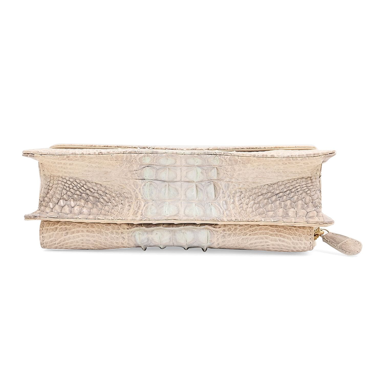 Grand Pelle Natural Genuine Crocodile Leather Crossbody Bag with Detachable Shoulder Strap