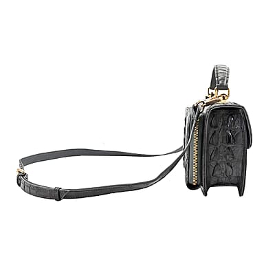 Grand Pelle Light Gray Genuine Crocodile Leather Crossbody Bag with Detachable Shoulder Strap