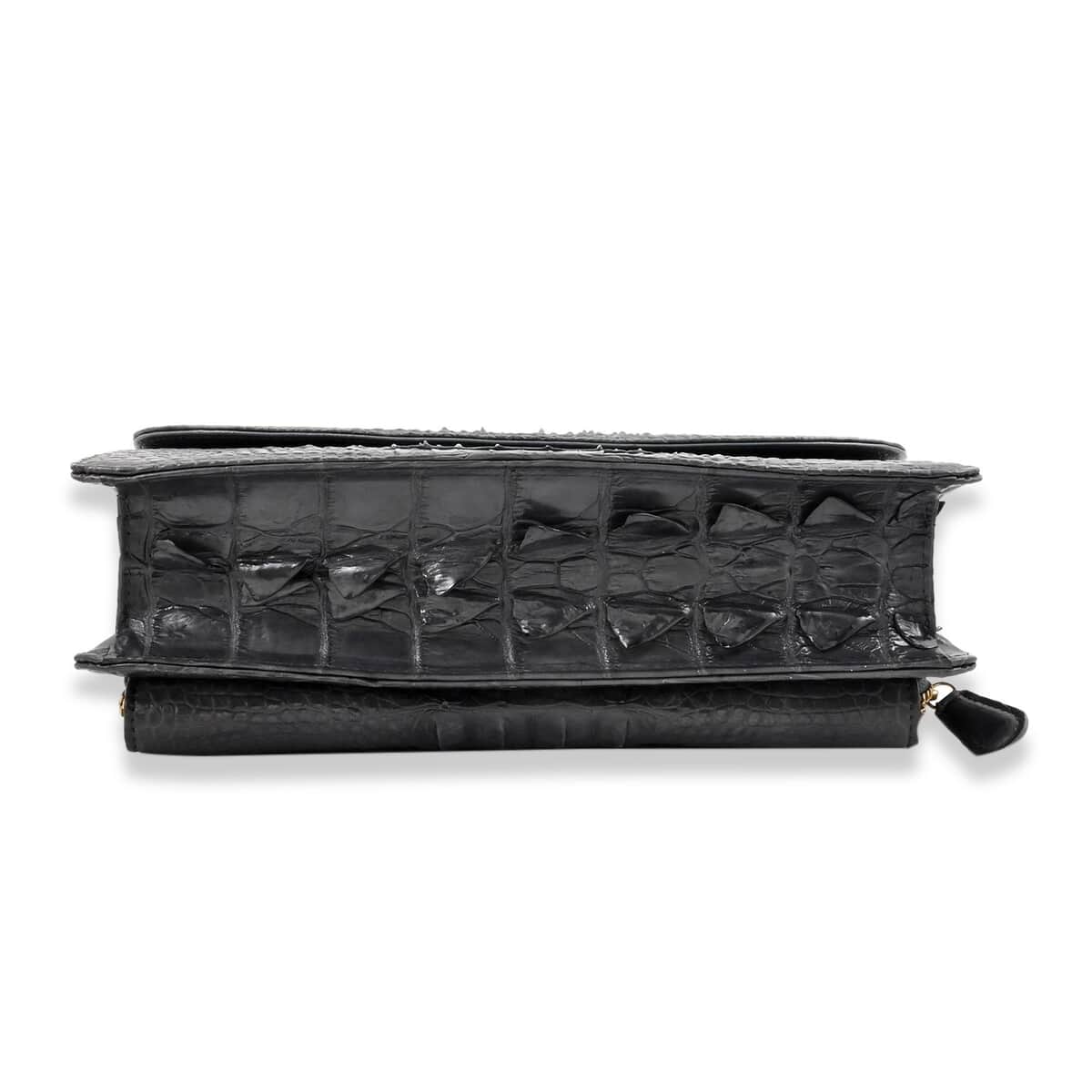 Grand Pelle Light Gray Genuine Crocodile Leather Crossbody Bag with Detachable Shoulder Strap image number 3