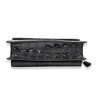 Grand Pelle Light Gray Genuine Crocodile Leather Crossbody Bag with Detachable Shoulder Strap