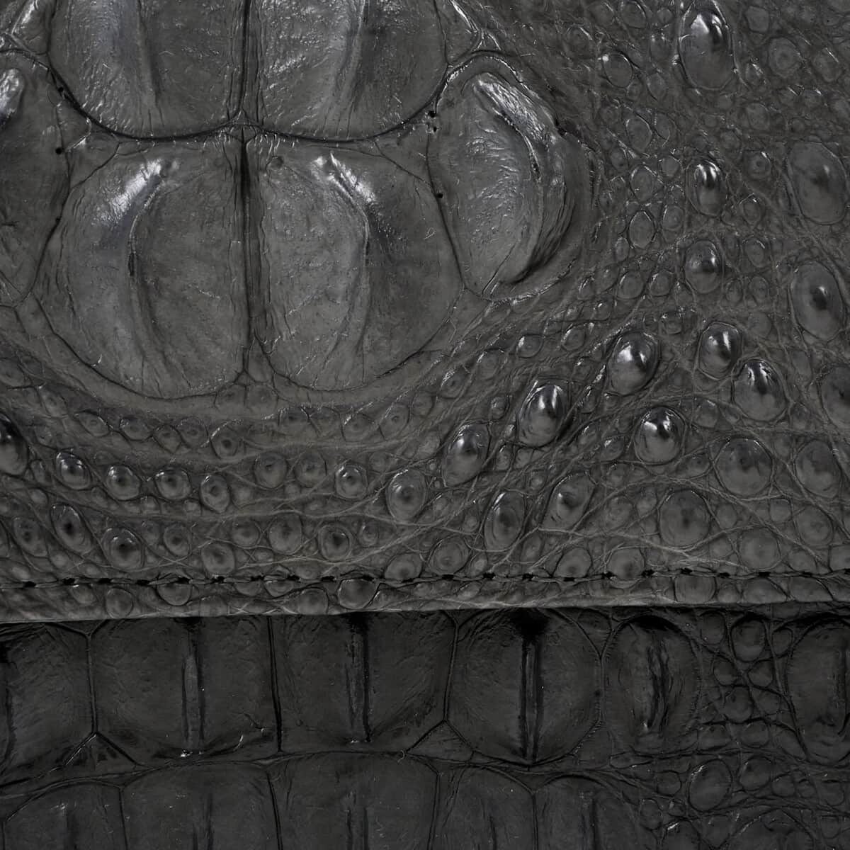 Grand Pelle Light Gray Genuine Crocodile Leather Crossbody Bag with Detachable Shoulder Strap image number 4