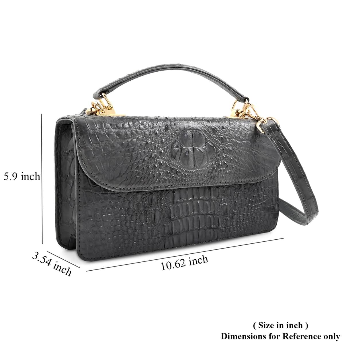 Grand Pelle Light Gray Genuine Crocodile Leather Crossbody Bag with Detachable Shoulder Strap image number 5