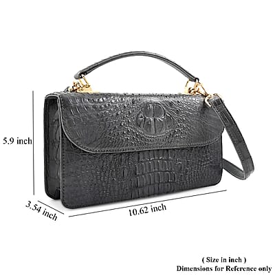 Grand Pelle Light Gray Genuine Crocodile Leather Crossbody Bag with Detachable Shoulder Strap