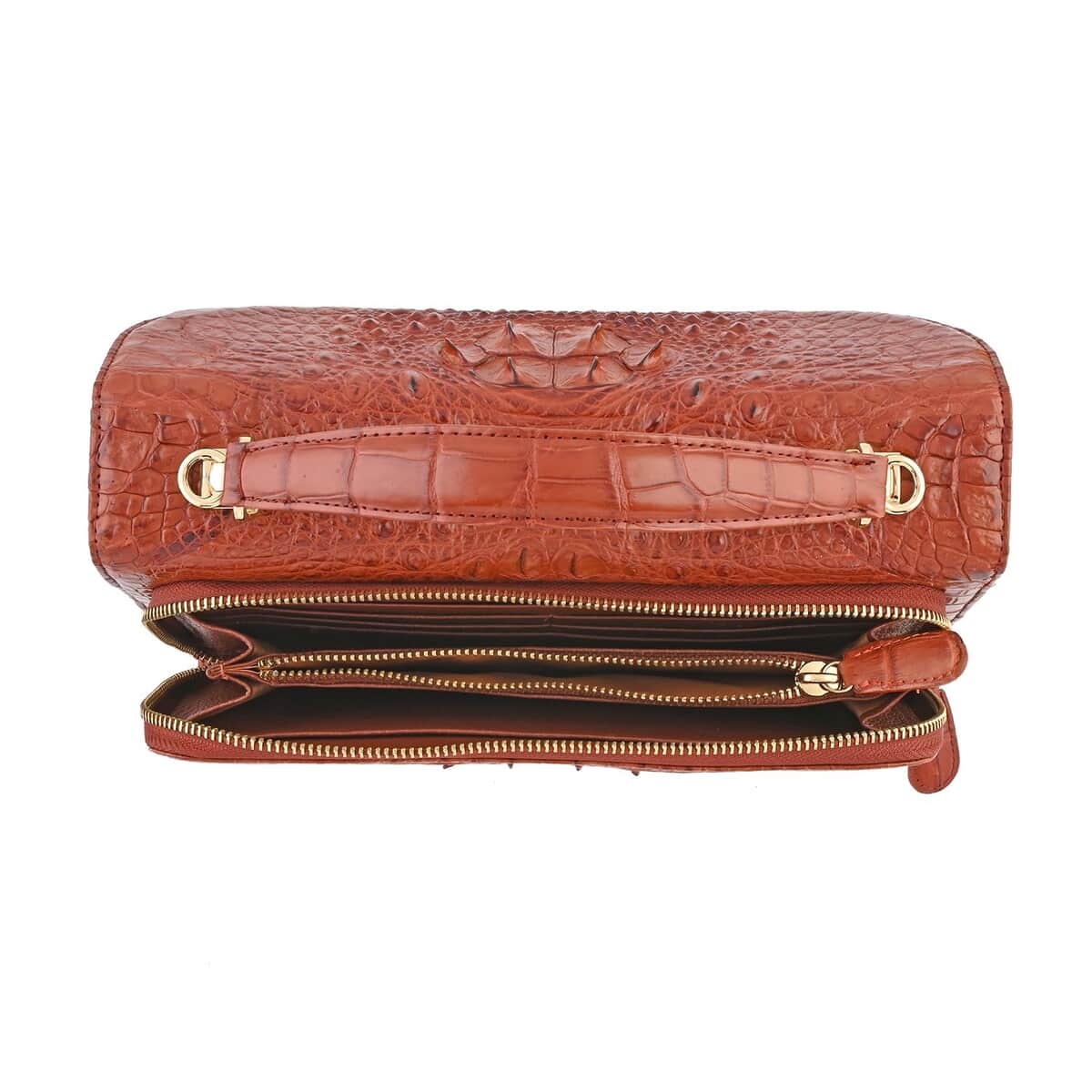 Grand Pelle Dark Brown Genuine Crocodile Leather Crossbody Bag with Detachable Shoulder Strap image number 3