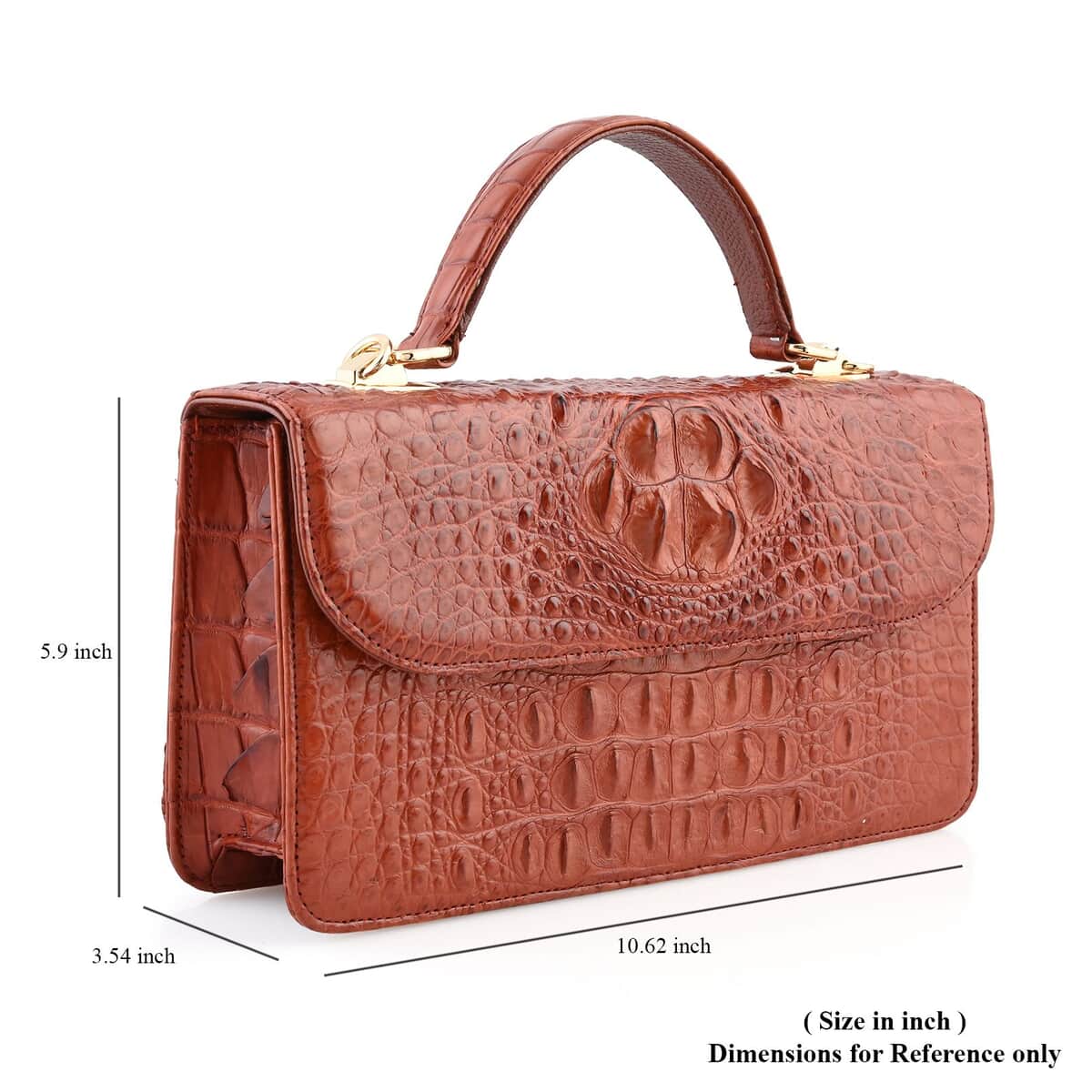 Grand Pelle Dark Brown Genuine Crocodile Leather Crossbody Bag with Detachable Shoulder Strap image number 5