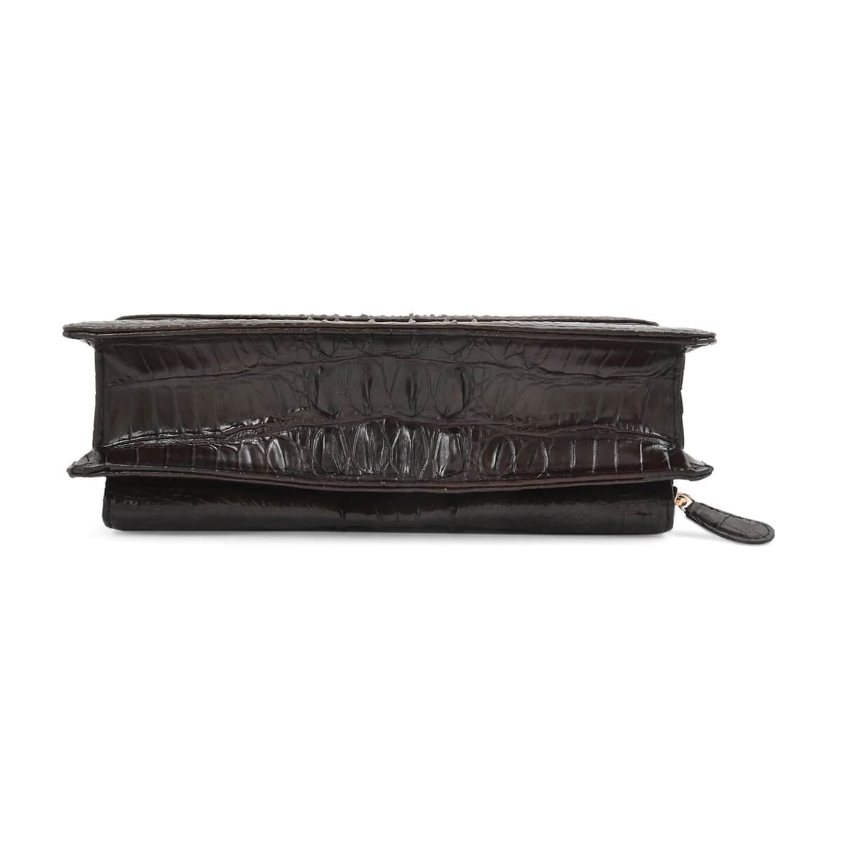 Grand Pelle Chocolate Genuine Crocodile Leather Crossbody Bag with Detachable Shoulder Strap image number 3