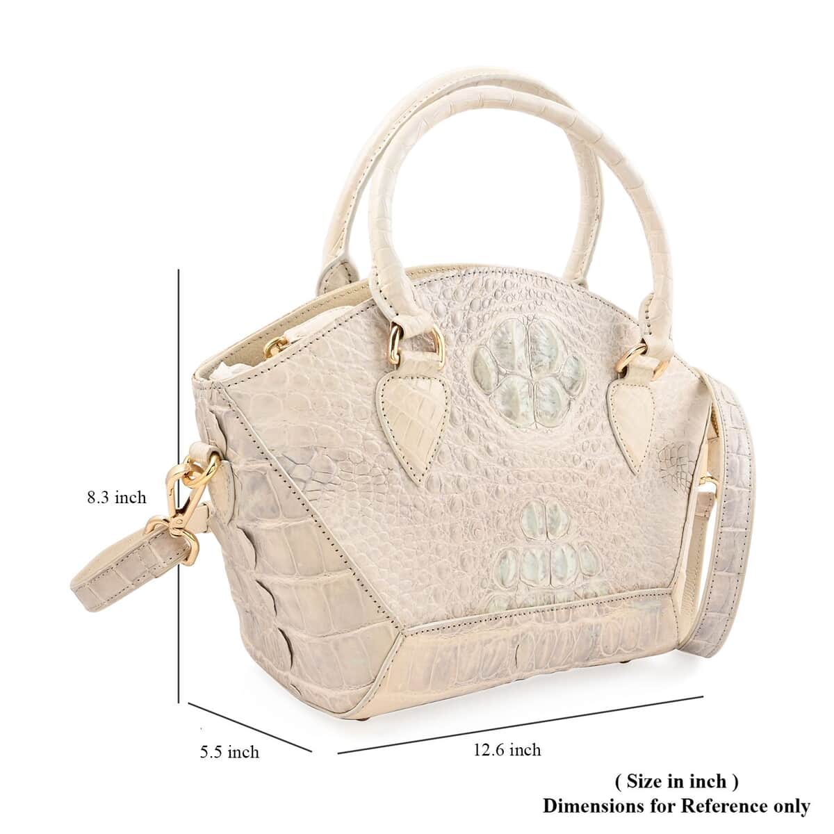 Grand Pelle Natural Genuine Crocodile Leather Handbag (12.6"x8.3"x5.5") image number 6