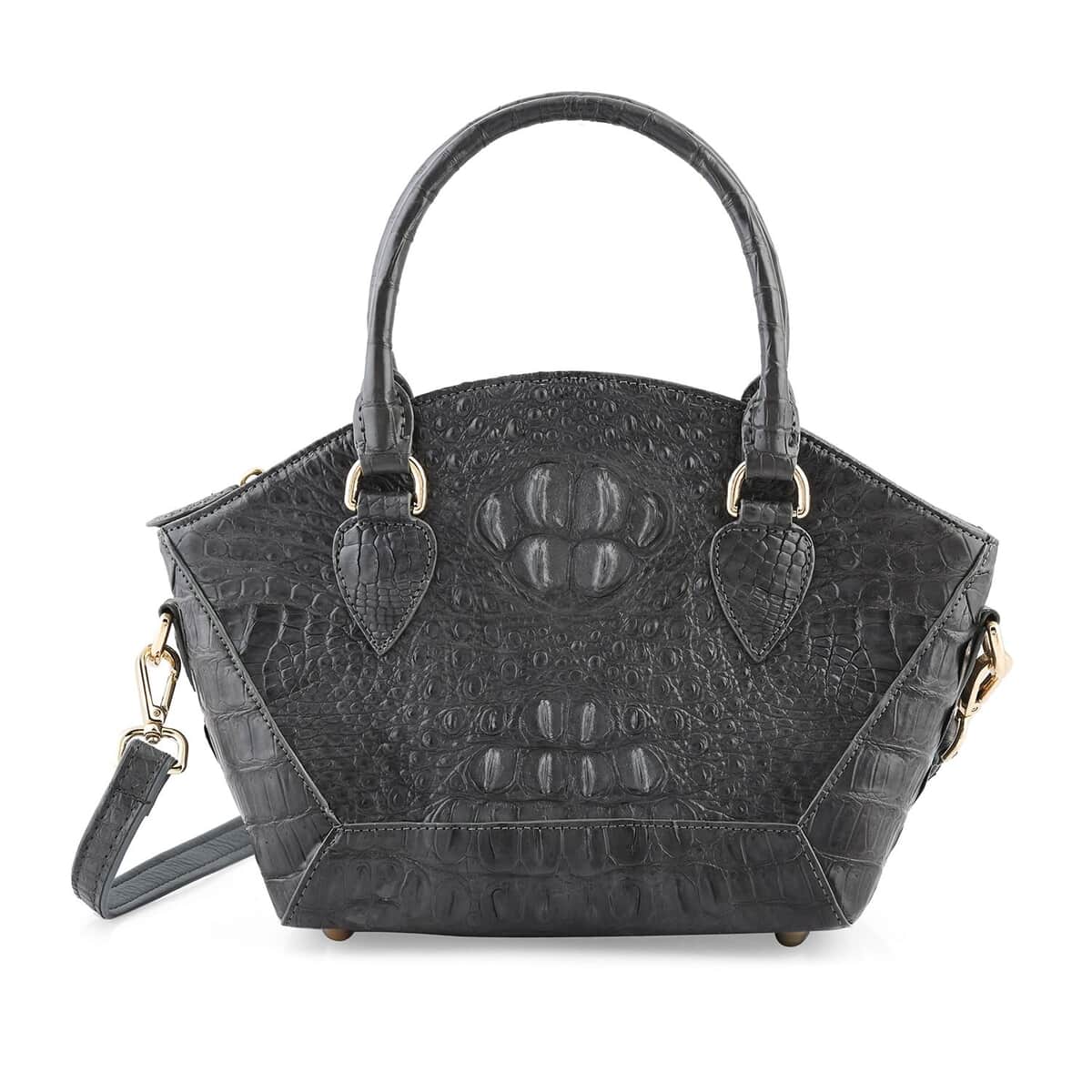 Grand Pelle Light Gray Genuine Crocodile Leather Handbag image number 0