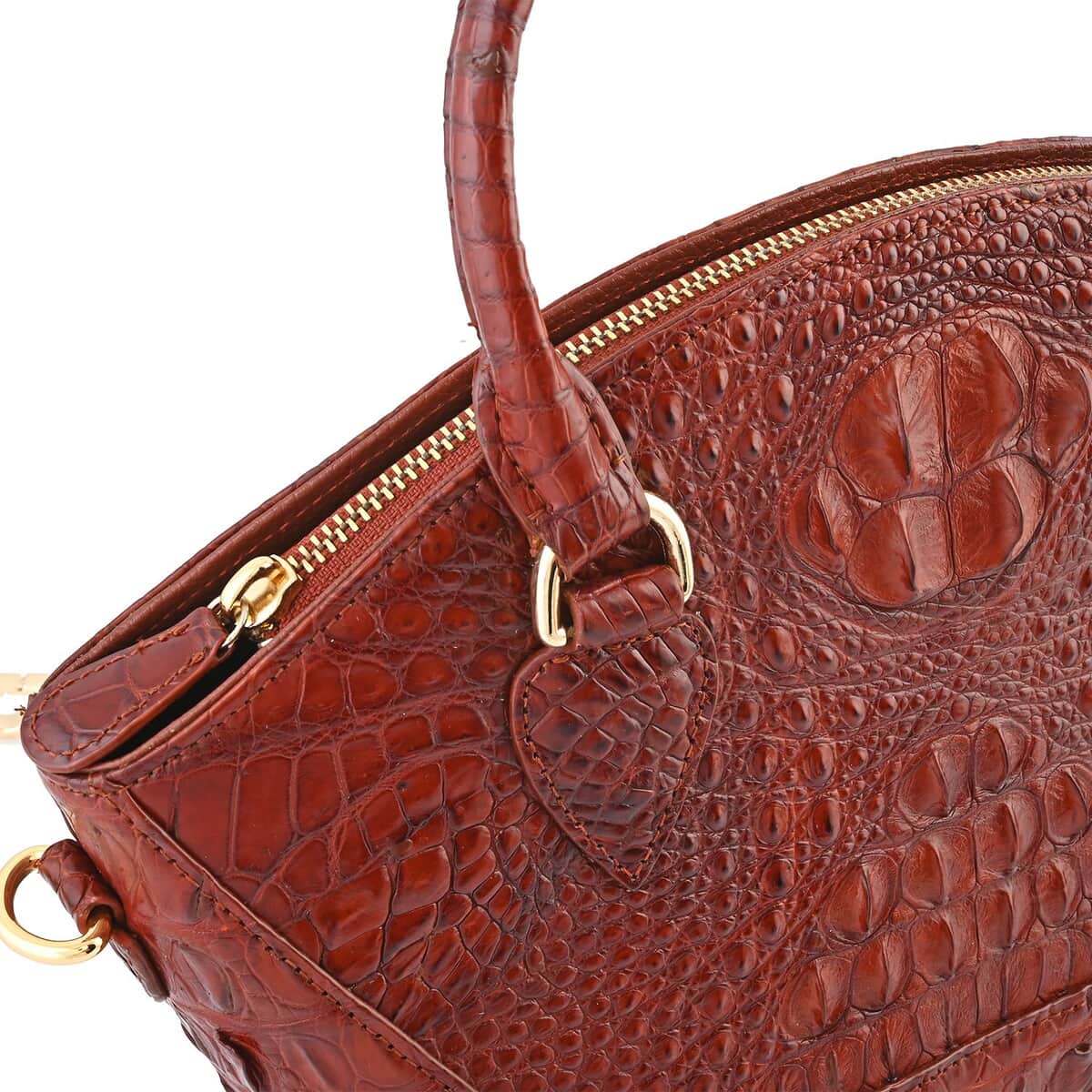 Grand Pelle Wine Genuine Crocodile Leather Handbag image number 3