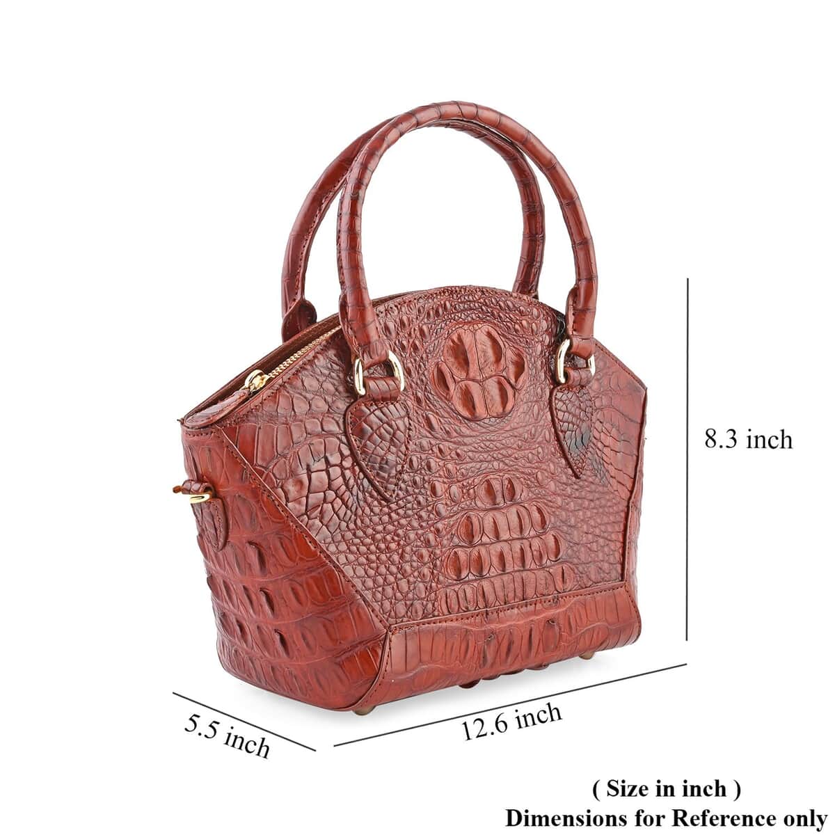 Grand Pelle Wine Genuine Crocodile Leather Handbag image number 4