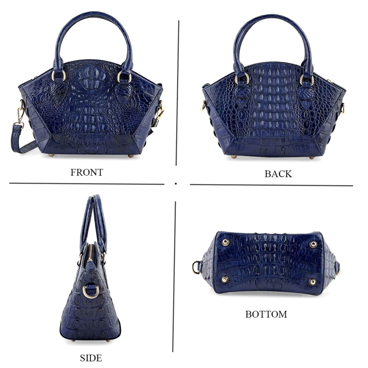 Grand Pelle Navy Genuine Crocodile Leather Handbag image number 1