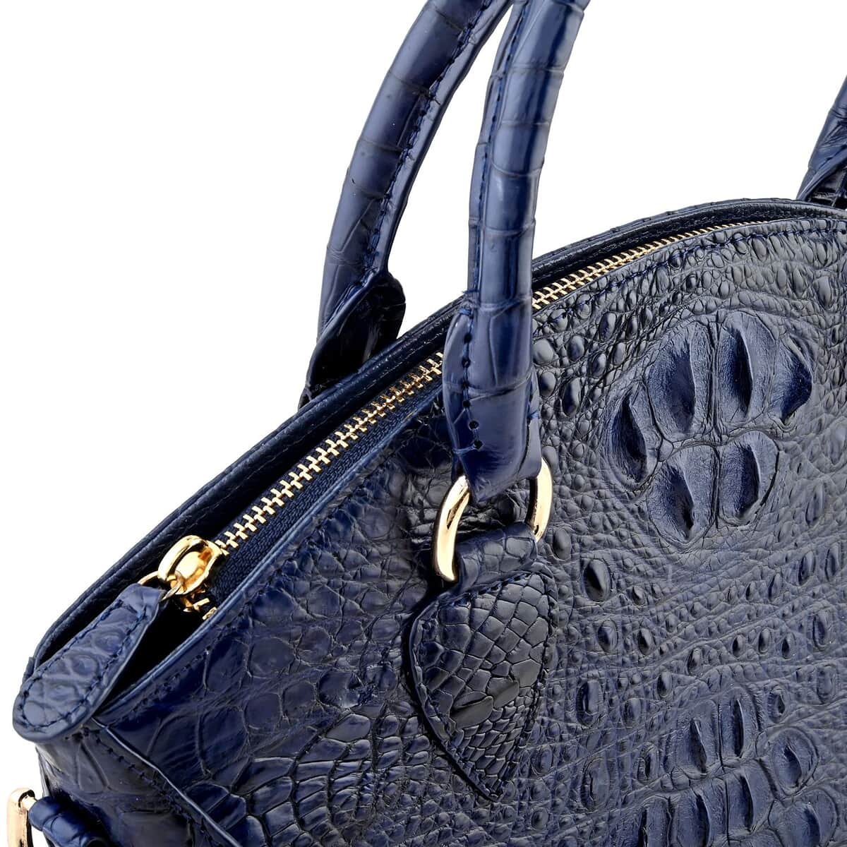 Grand Pelle Navy Genuine Crocodile Leather Handbag image number 3