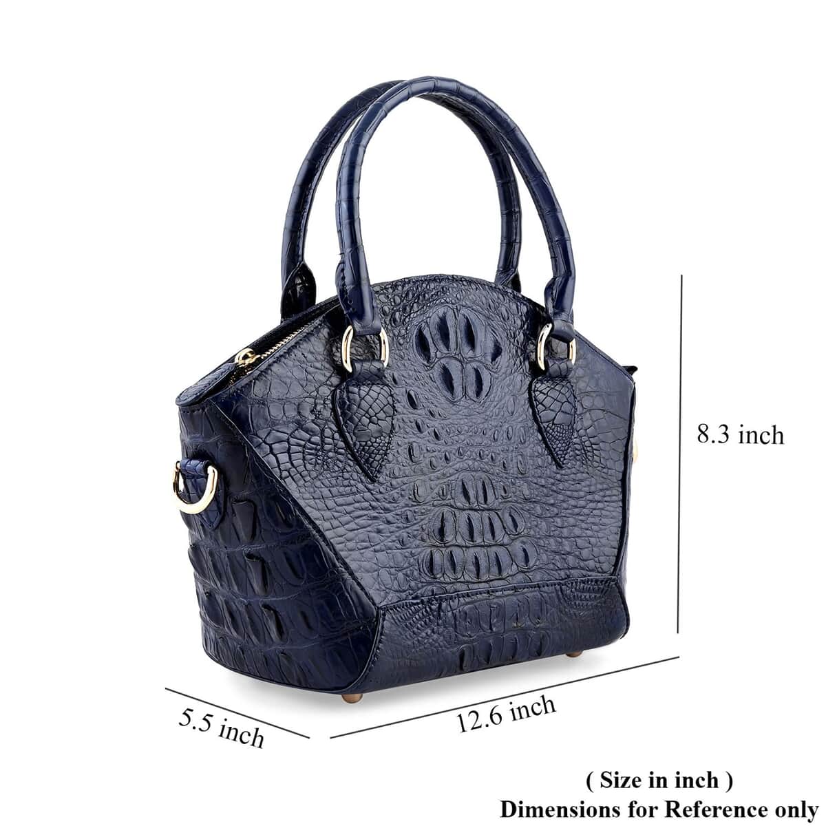 Grand Pelle Navy Genuine Crocodile Leather Handbag image number 4