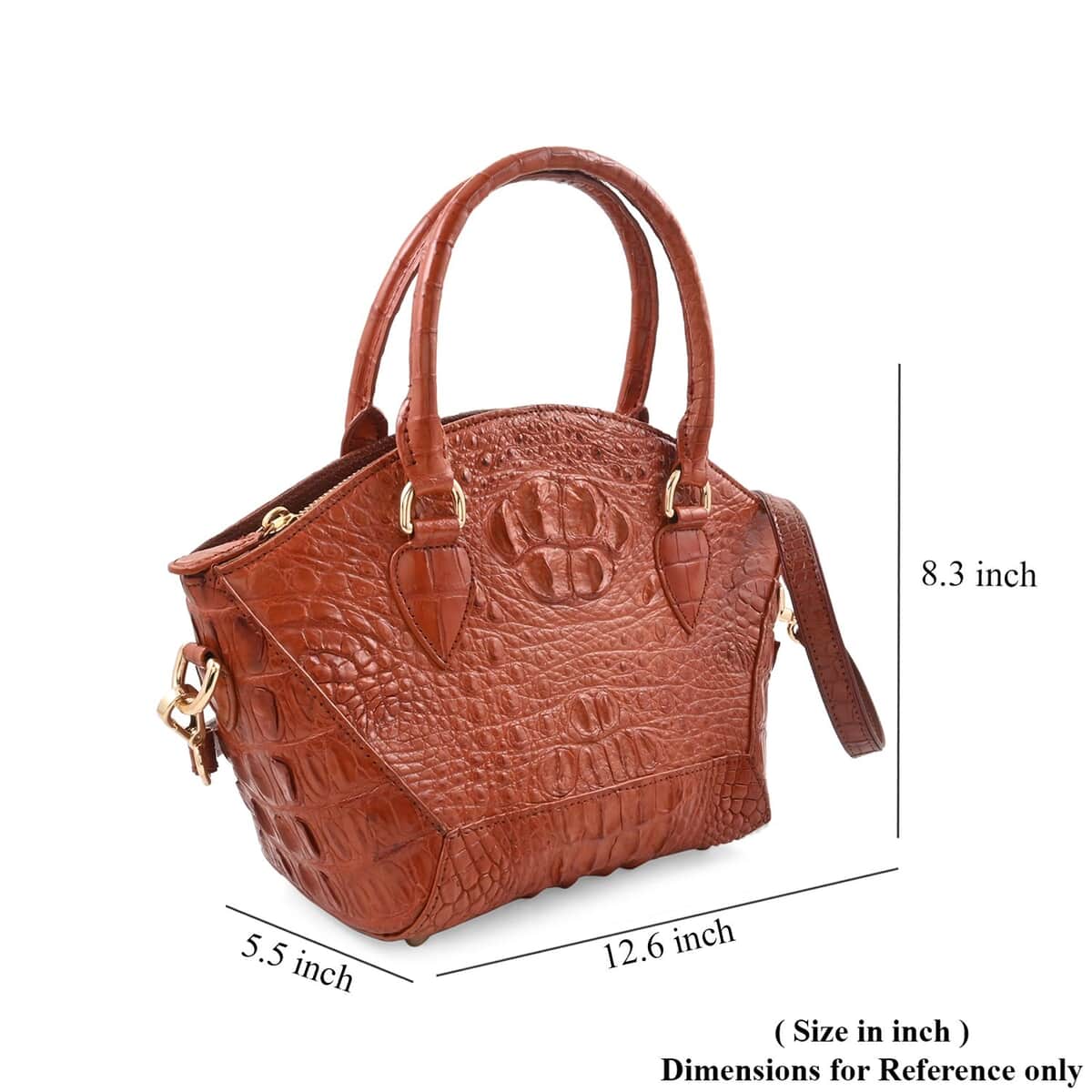 Grand Pelle Dark Brown Genuine Crocodile Leather Handbag image number 6